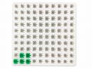 2.73mL cannabis leaf silicone gummy mold with 100 cavities and emerald green gummies