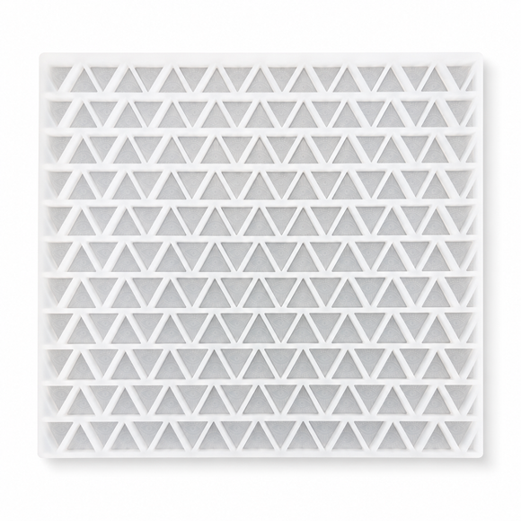 Close-up of 5.1mL pyramid triangle silicone mold cavities