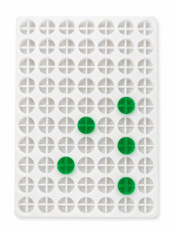 7mL disc breaker silicone gummy mold with 70 round 4-section cavities in a 7 by 10 layout