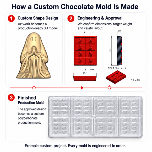 Moule à chocolat personnalisé - conception 3D, en polycarbonate