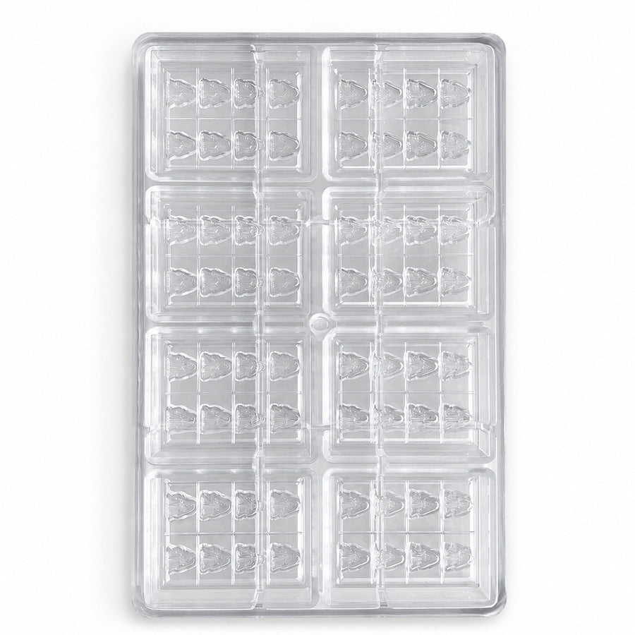Moule à chocolat personnalisé - vue du produit, en polycarbonate, cavites en forme arbre, 64 cavites